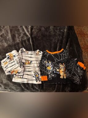 Bluey Halloween Pajama Long Sleeve Set - Black & White with Orange Accents
